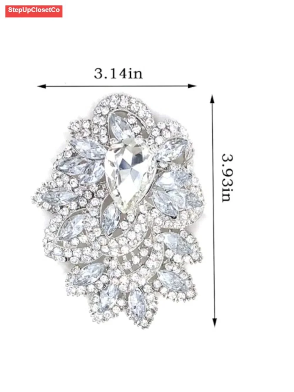 Vintage Crystal Flower Teardrop Brooch Gold Tone Elegant Pin